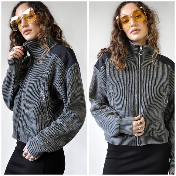 EMORY PARK Chic Black Washed Knitted Jacket - Picture 4 of 4